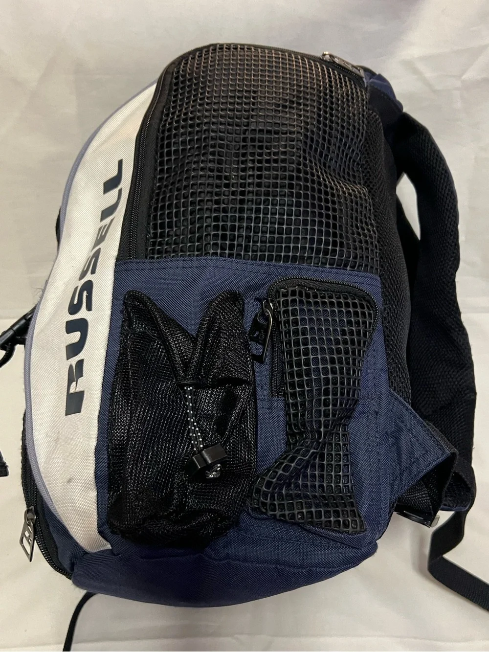 Russell Athletic Navy and White Backpack with Front Mesh Pocket